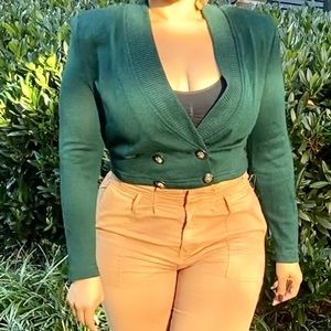 Vintage Green Crop Sweater